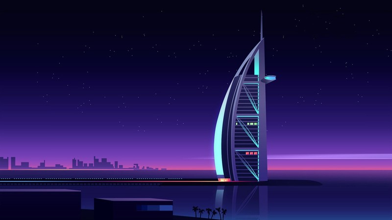 artwork, cityscape, Dubai, Burj Al Arab