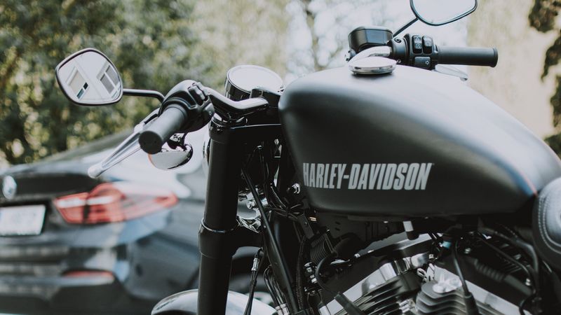 harley-davidson, motorcycle, bike, black, side view, 4k