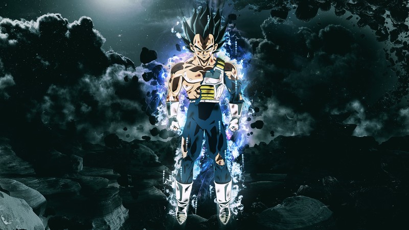 Dragon Ball Super, Vegeta, ultra instict, Dragon Ball, smiling, night