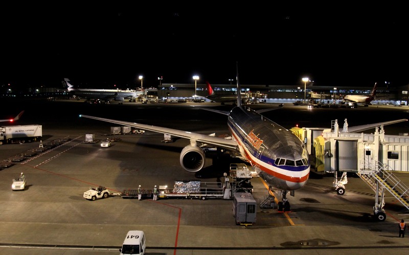 Boeing 777, aircraft, airport, night, transport