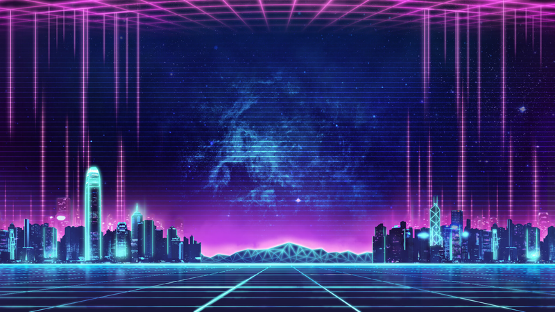 synthwave, city, EVGA