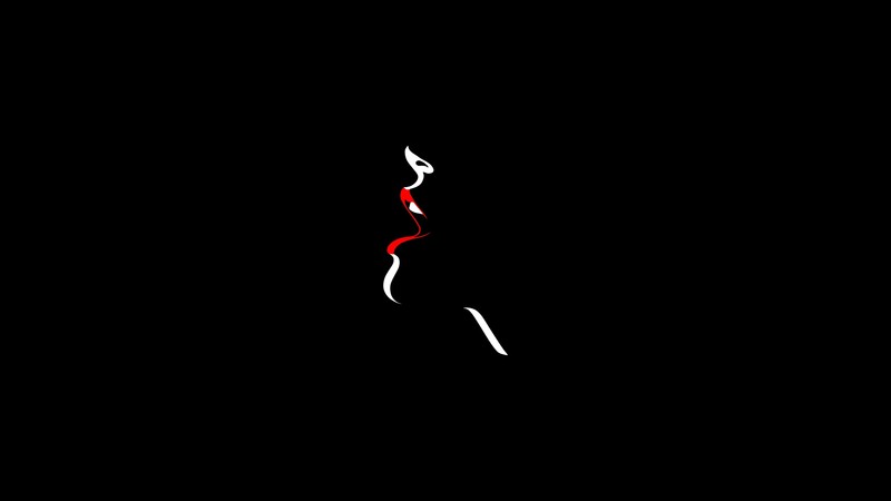 Malika Favre, black background, mouth, open, minimalism, vector, red lipstick