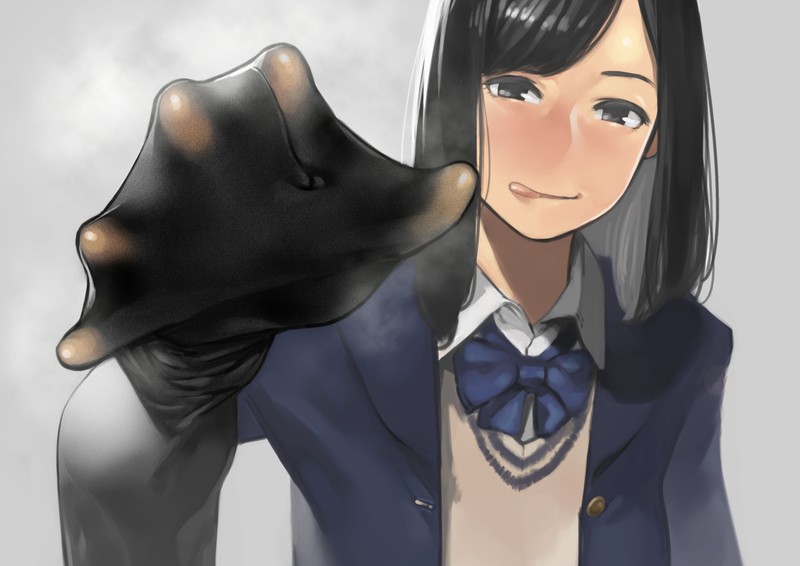 yomu, black hair, anime