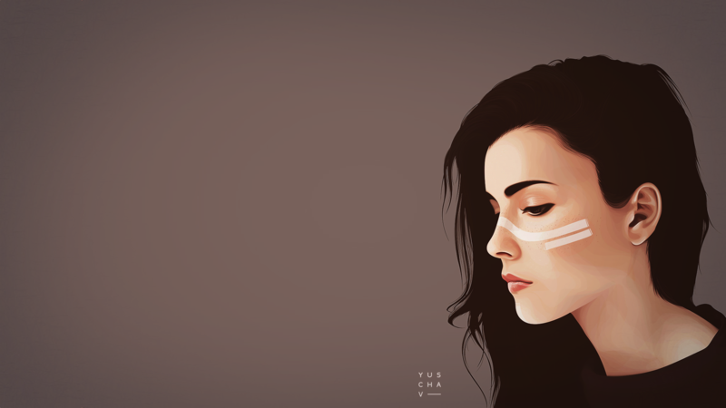 digital art, women, minimalism, Yuschav Arly, brunette, artwork, vector, Vexel