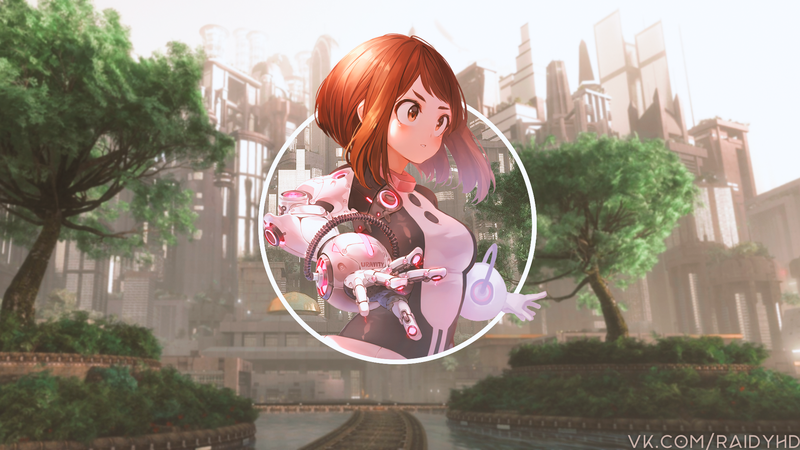anime, anime girls, picture-in-picture, Boku no Hero Academia, Uraraka Ochako