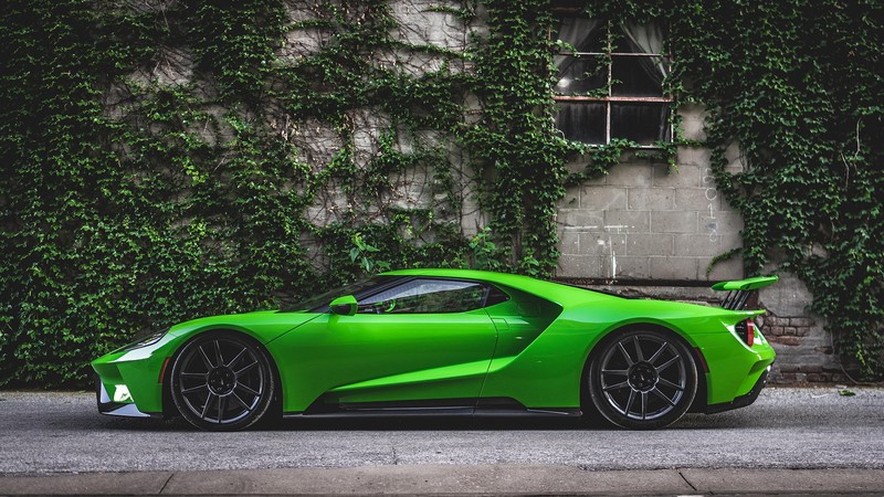photography, car, 2017 Ford GT, side view, 2017 (Year), green cars