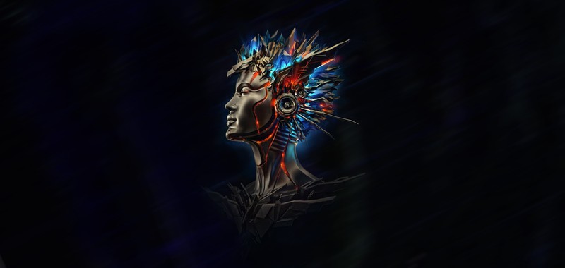 digital art, head, artwork, face, simple background