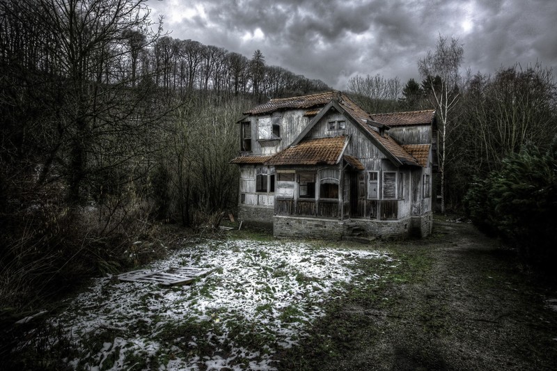dark, house, building