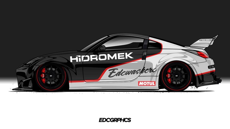 EDC Graphics, Nissan 350Z, JDM, Japanese cars, Nissan, render, sports car, side view, digital art, Nissan Fairlady Z