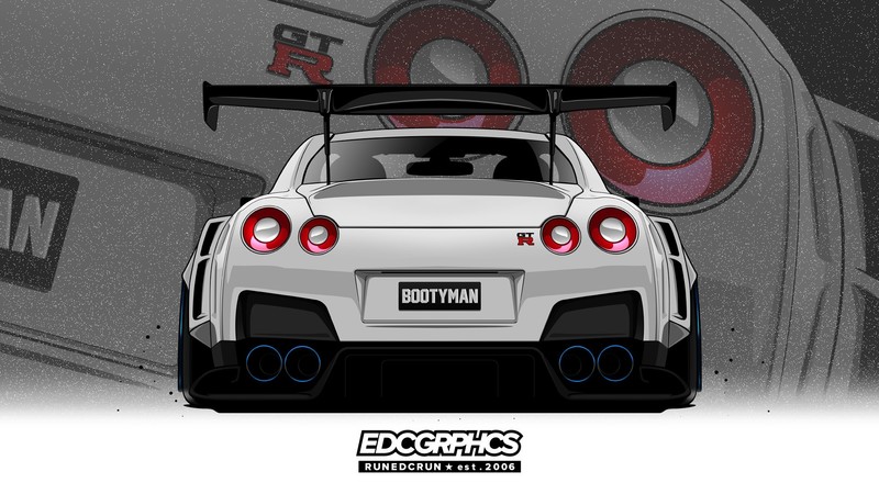 EDC Graphics, Nissan GT-R, Nissan, render, JDM, Japanese cars, rear view