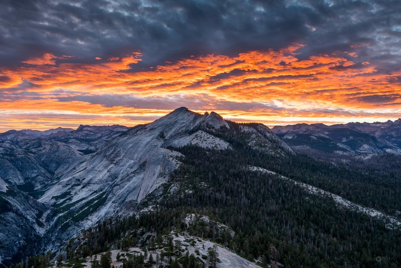 Yosemite National Park, California, mountains, trees, landscape, clouds, sunrise, valley
