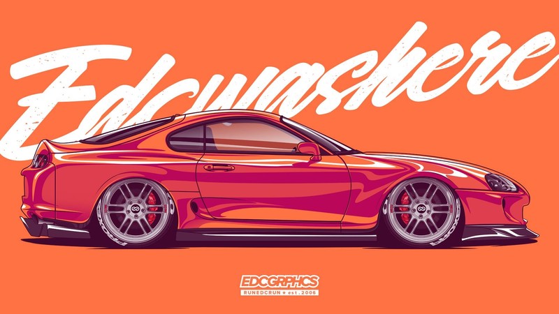 EDC Graphics, Toyota Supra, Toyota, JDM, Japanese cars, side view, rendering