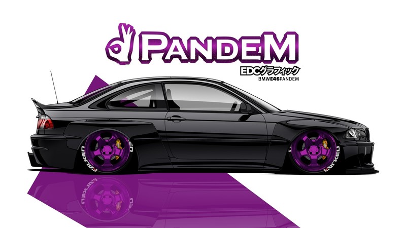 EDC Graphics, render, BMW, German cars, side view, BMW 3 Series, BMW E46, colored wheels, BMW M3, car