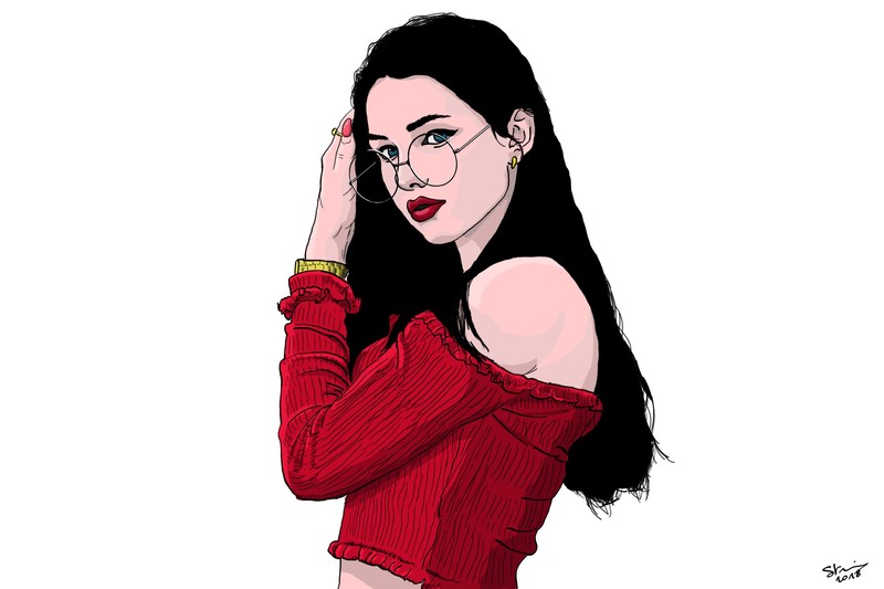 glasses, digital art, drawing, Photoshop