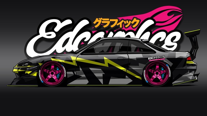 EDC Graphics, Nissan Silvia S14, Nissan, render, Japanese cars, JDM, side view