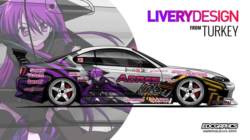 EDC Graphics, Nissan Silvia S15, Japanese cars, Nissan, anime girls, render, JDM, side view