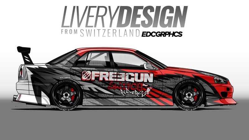 EDC Graphics, Nissan, render, Japanese cars, JDM, Skyline R34, side view