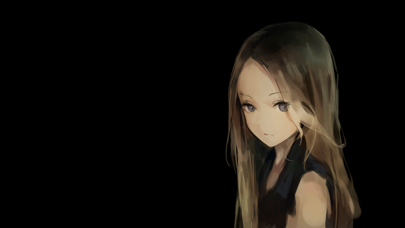 anime, manga, anime girls, simple background, minimalism, blonde, black background