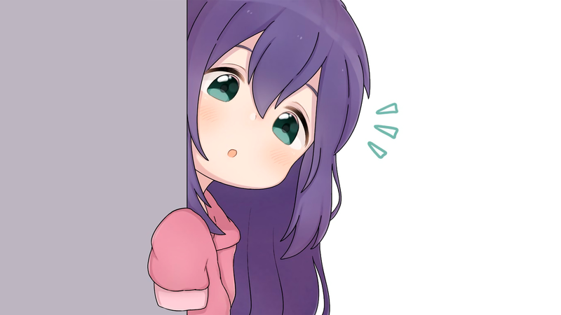 anime, manga, anime girls, simple background, minimalism, purple hair, green eyes
