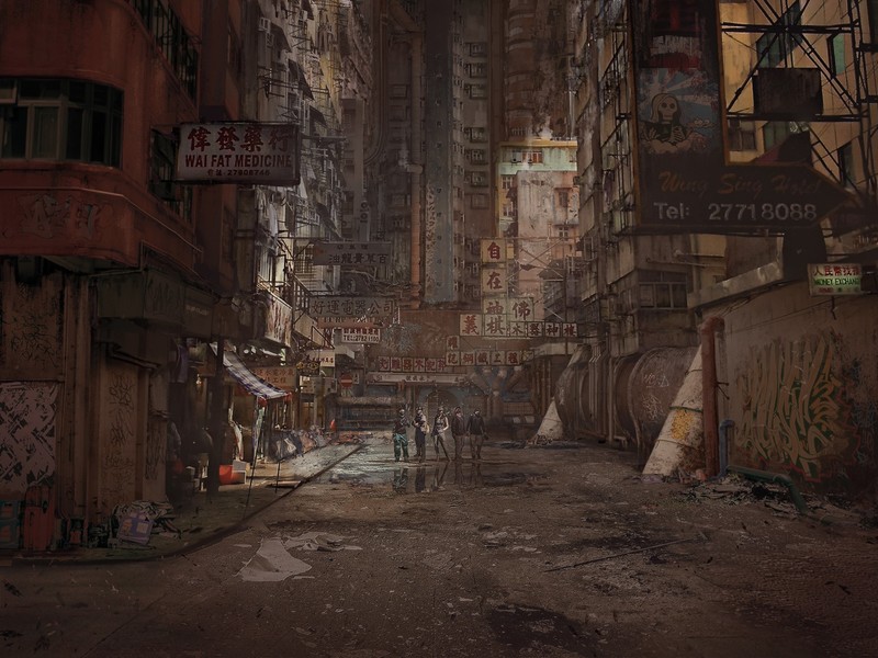 digital art, illustration, science fiction, city, environment, Asian, Nivanh Chanthara