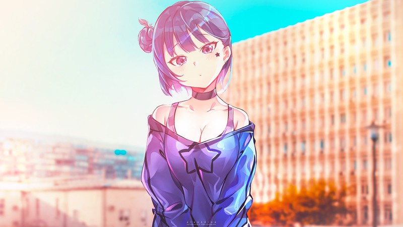anime girls, bright, cleavage