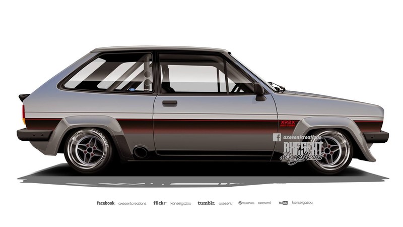 Axesent Creations, render, Ford, Ford Fiesta, British cars, side view