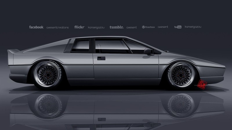 Axesent Creations, Lotus Esprit, sports car, render, British cars, Lotus, side view, silver cars