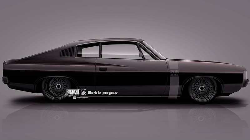 Axesent Creations, render, Australian cars, Chrysler, side view, black cars