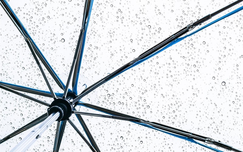 umbrella, rain, water drops, metal
