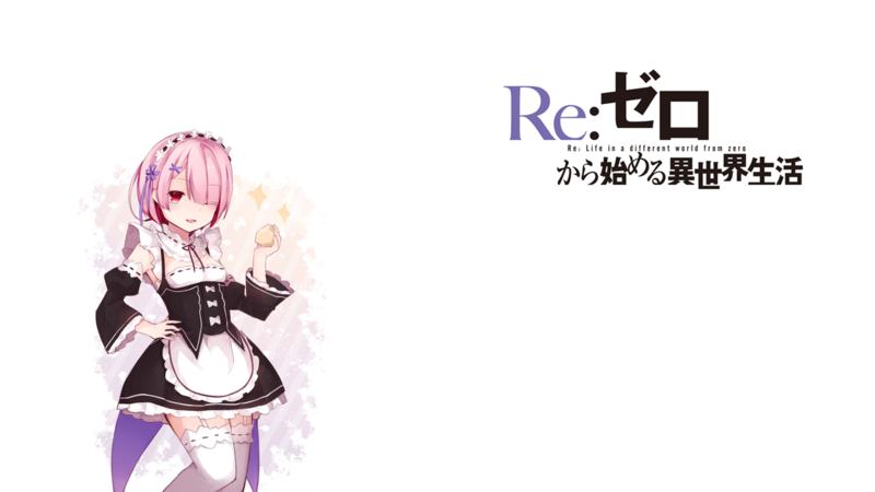 anime, anime girls, artwork, Re:Zero Kara Hajimeru Isekai Seikatsu, Ram (Re: Zero), simple background, white skin, maid, maid outfit, white background, pink hair