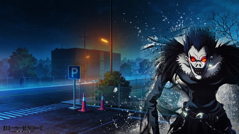 anime, anime boys, city, street art, Death Note, picture-in-picture
