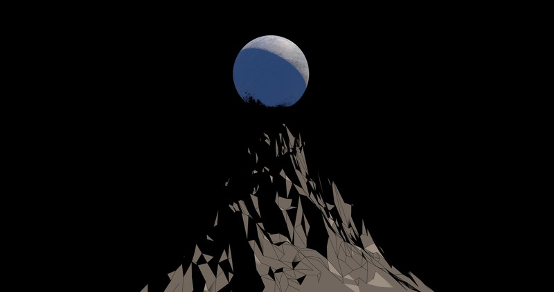 black, vector art, mountains, Moon, digital art, minimalism, low poly