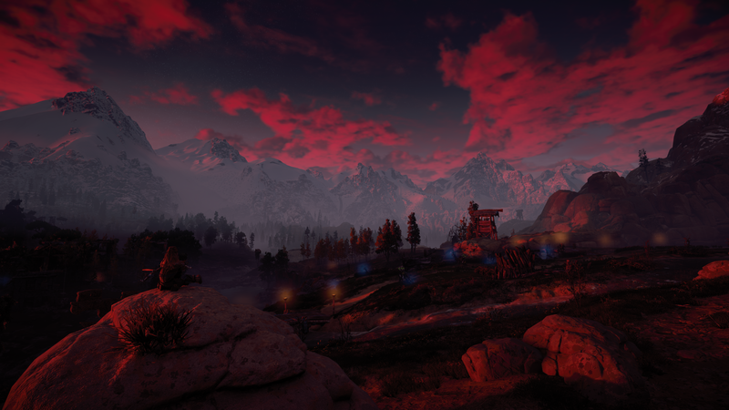 Horizon: Zero Dawn, PlayStation 4, video games, sky, dark, mountains, screen shot