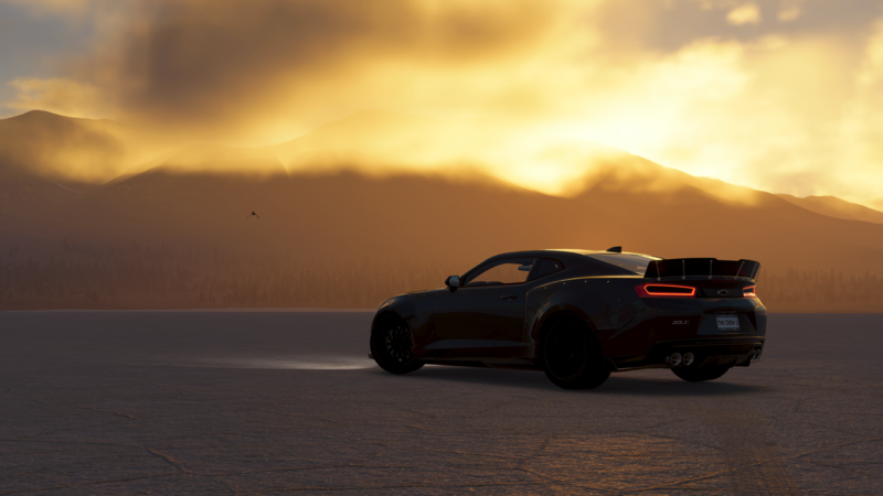 car, landscape, mountains, evening, clouds, Camaro, video games, The Crew 2, The Crew