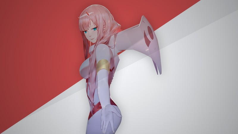 minimalism, texture, fan art, fantasy art, fantasy armor, fantasy girl, anime, anime girls, cyber, women, Darling in the FranXX, red, gradient, white, Zero Two (Darling in the FranXX)