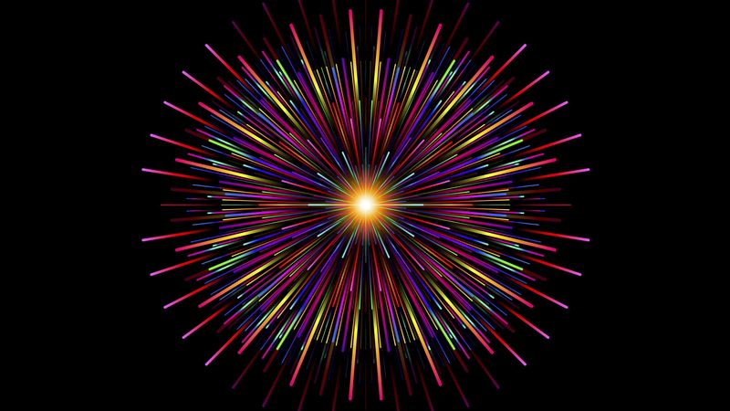 fireworks, salute, rays, glow, colorful, 4k