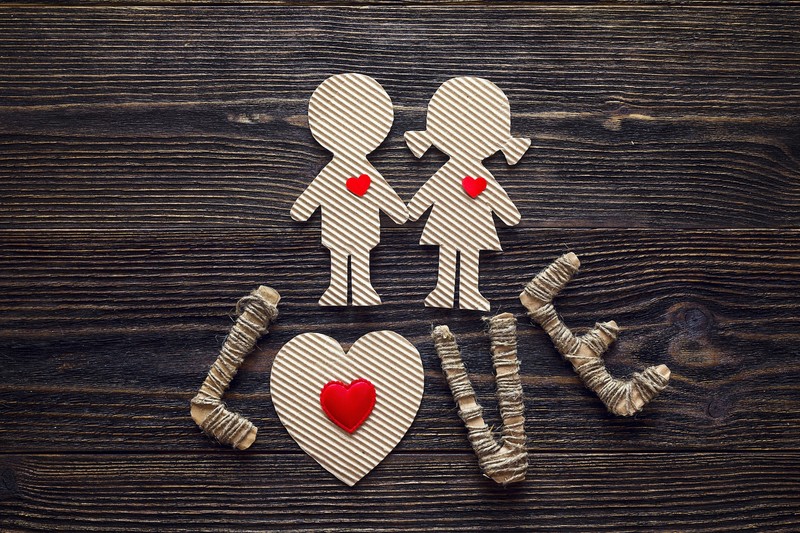 love, romantic, heart, wooden surface