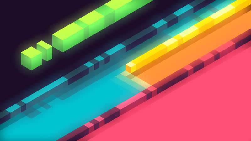duckfarm, abstract, 3D, cyan, magenta, yellow, green, glowing