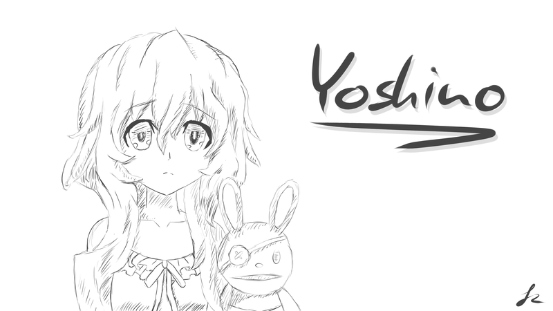 Yoshino, Date A Live, Yoshinon, manga sketch, monochrome