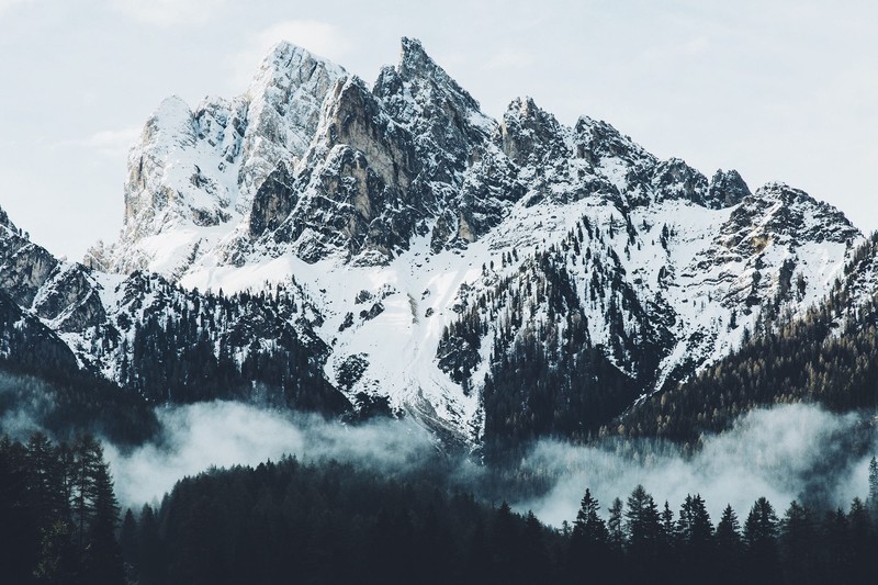landscape, mountains, trees, plants, clouds
