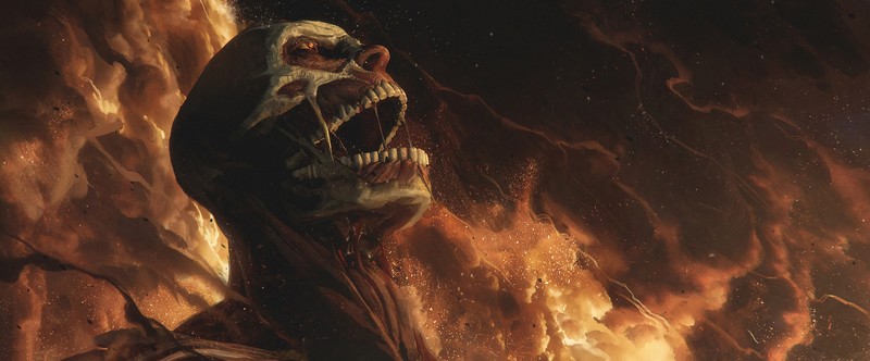 Shingeki no Kyojin, Colossal Titan, smoke, fire
