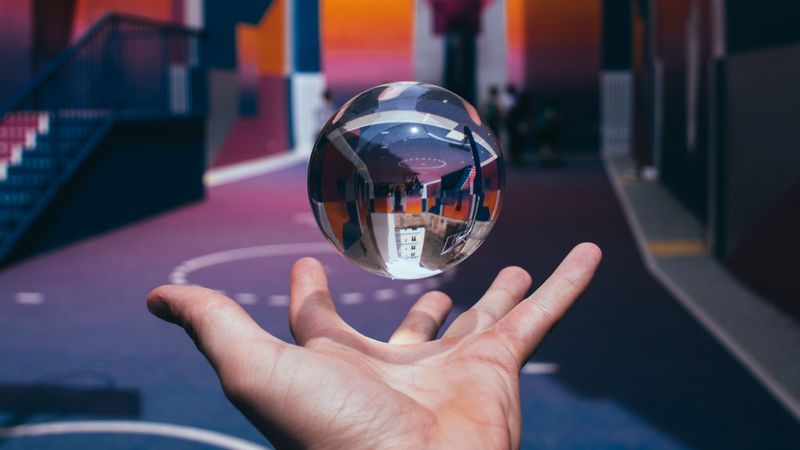 crystal ball, ball, sphere, hand, toss, 4k