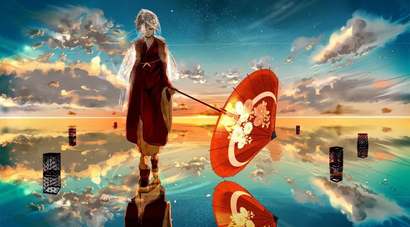 anime boys, anime, Japanese umbrella