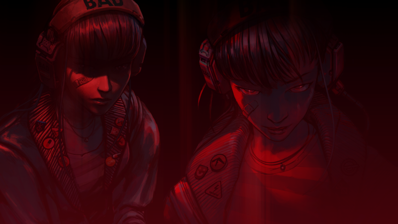 RUINER, her, red, black, cyberpunk
