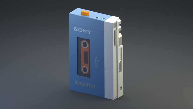audio, low poly, Walkman, cassette