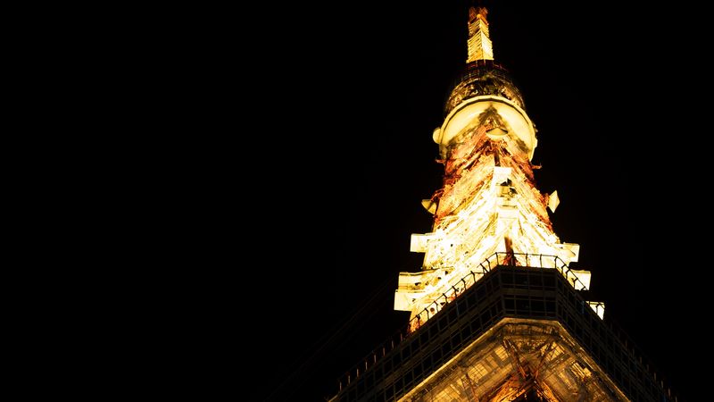 tower, construction, architecture, backlight, night, 4k