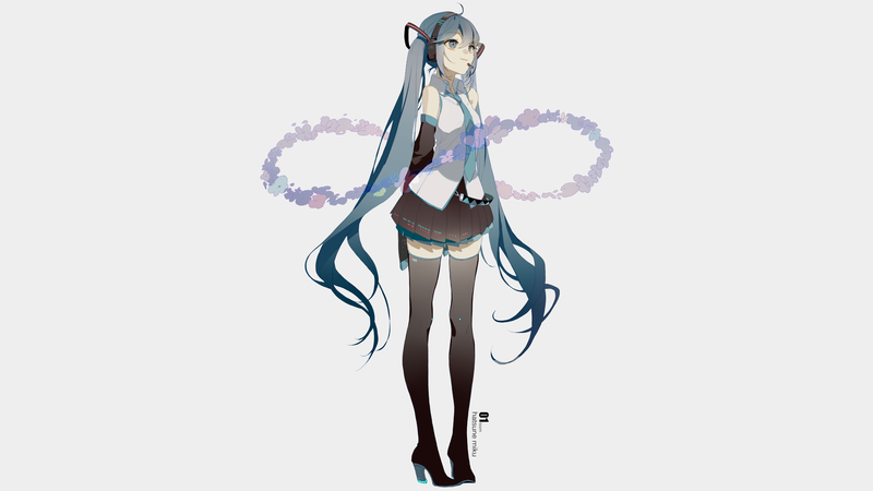 anime, anime girls, simple background, Hatsune Miku, Vocaloid