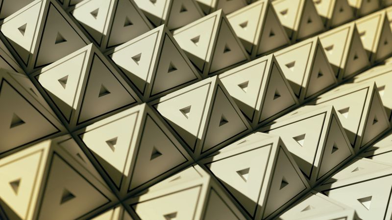 pyramids, triangles, geometry, 3d, structure, 4k