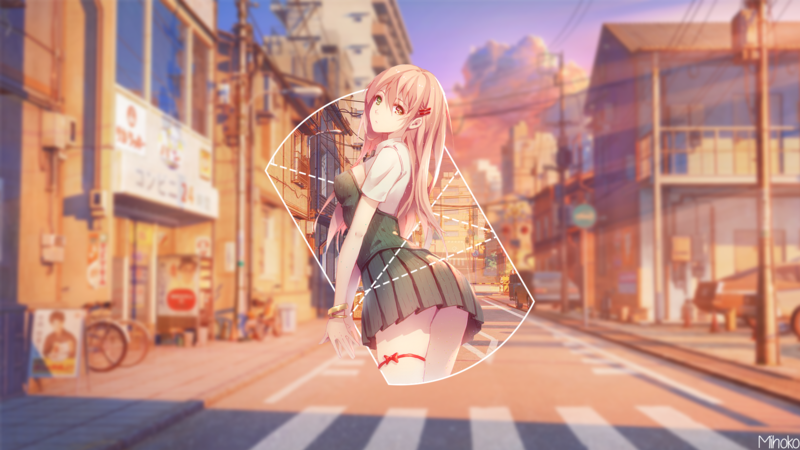 anime, anime girls, picture-in-picture, blurred