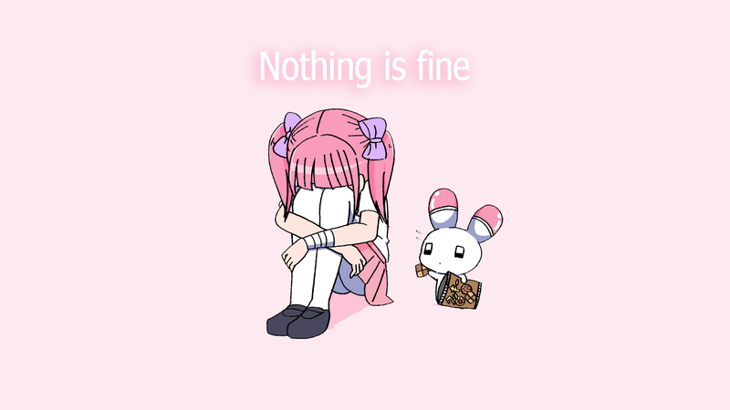 Menhera-chan, Yami kawaii, simple background, anime girls